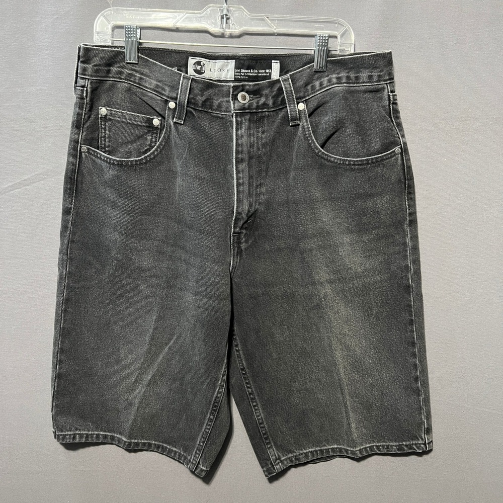 Levis SilverTab Loose Fit Denim Shorts Mens W33 Faded Black A3667-0002 Baggy